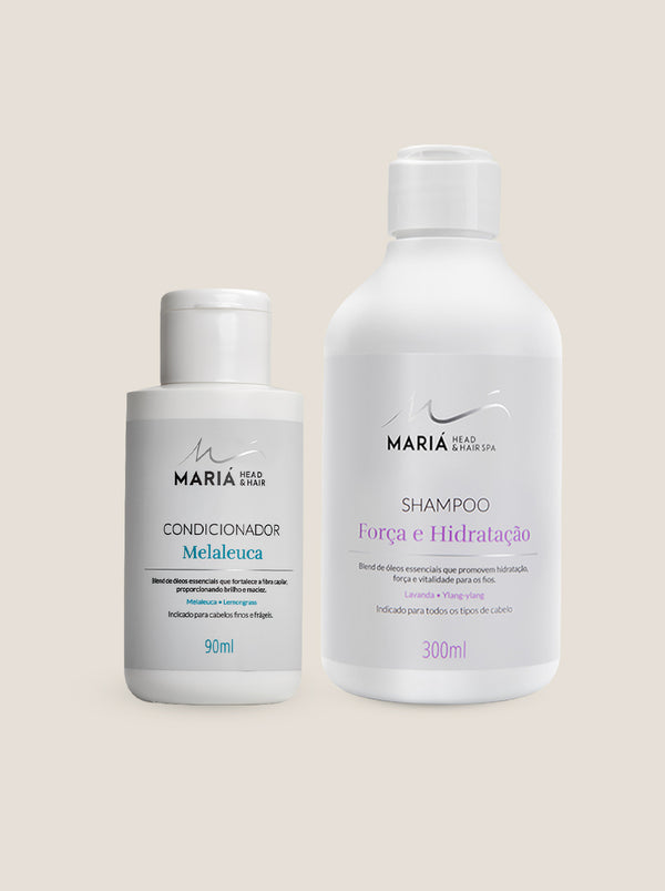 Shampoo Força e Hidratação 300ml + Condicionador Melaleuca 90ml com 50%OFF