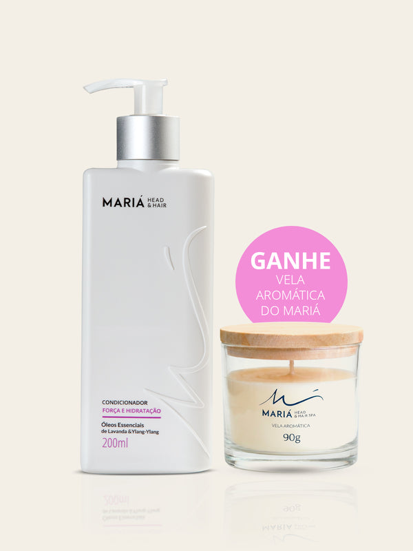 Condicionador Força e Hidratação 200ml + Vela aromática Mariá 90g