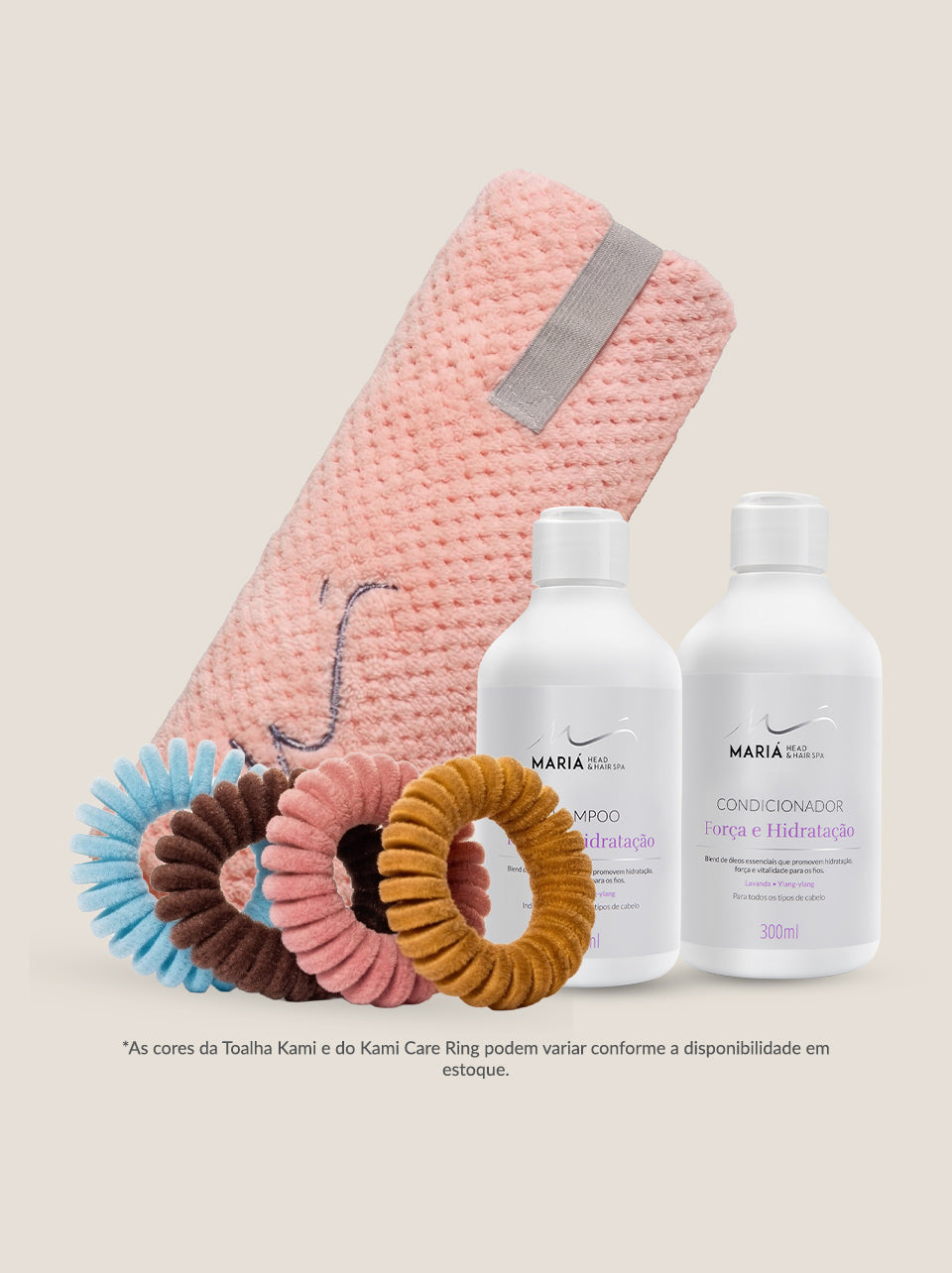 Shampoo e Condicionador Força e Hidratação 300ml + Toalha Kami e Kami Care Ring